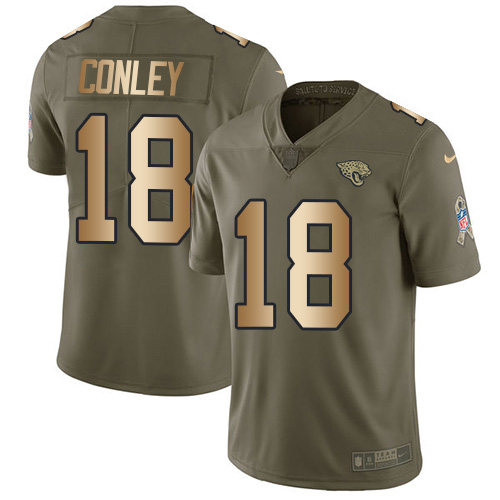 Nike Jacksonville Jaguars #18 Chris Conley Olive Gold Men Stitched NFL Limited 2017 Salute To Service Jersey